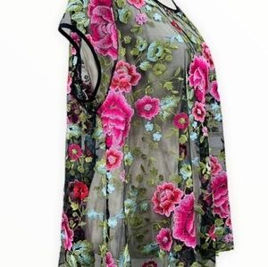 Karen Kane Sheer Floral Ladies Blouse Size XL